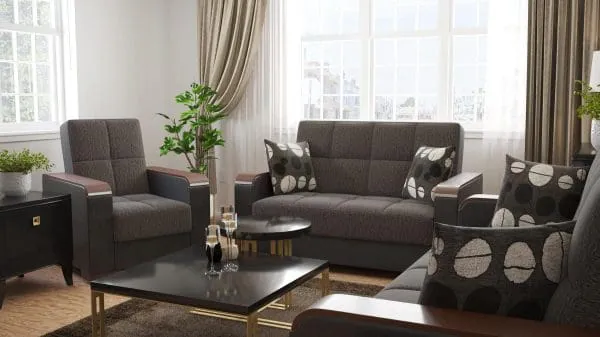 Ottomanson Armada Luxe Collection Dark Slate Gray/Black Armchair