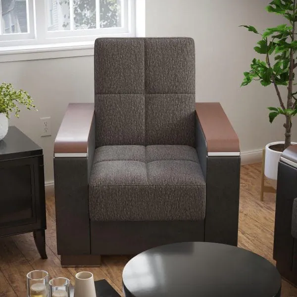 ottomanson Armada Luxe Collection Dark Slate Gray/Black Armchair