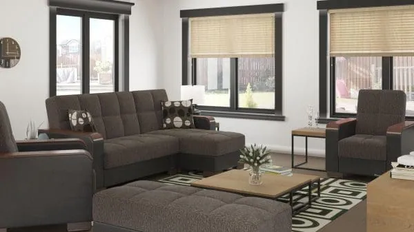 Ottomanson Armada Luxe Collection Dark Slate Gray/Black Chaise Lounge