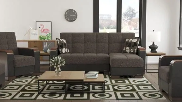 ottomanson Armada Luxe Collection Dark Slate Gray/Black Chaise Lounge