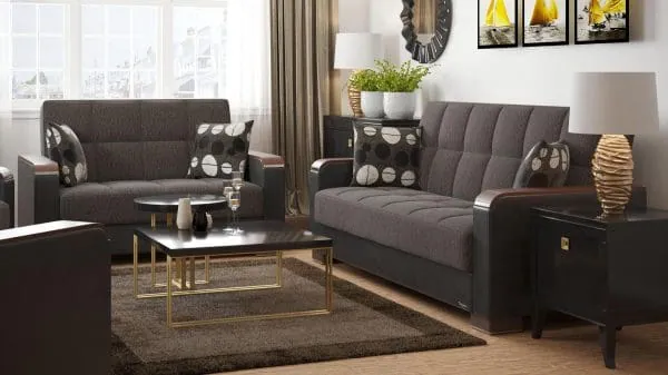 Ottomanson Armada Luxe Collection Dark Slate Gray/Black Loveseat