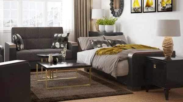 Ottomanson Armada Luxe Collection Dark Slate Gray/Black Loveseat