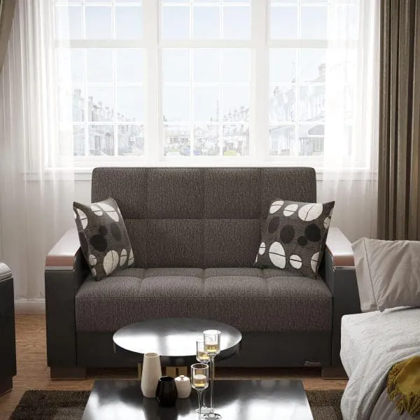 ottomanson Armada Luxe Collection Dark Slate Gray/Black Loveseat