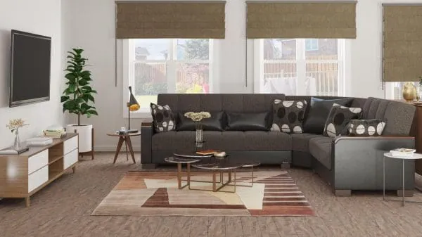 Ottomanson Armada Luxe Collection Dark Slate Gray/Black Sectional