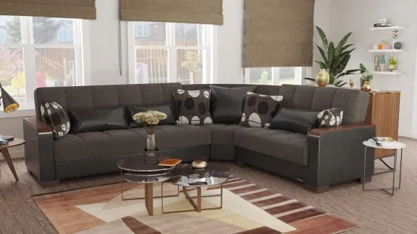 ottomanson Armada Luxe Collection Dark Slate Gray/Black Sectional