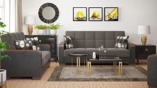 Ottomanson Armada Luxe Collection Dark Slate Gray/Black Sofabed