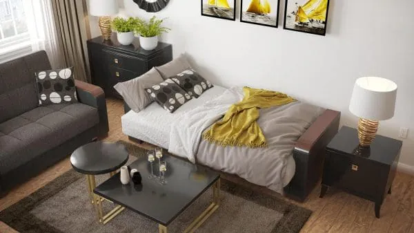 Ottomanson Armada Luxe Collection Dark Slate Gray/Black Sofabed