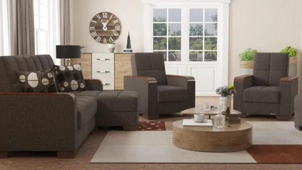 Ottomanson Armada Luxe Collection Dark Slate Gray Chaise Lounge