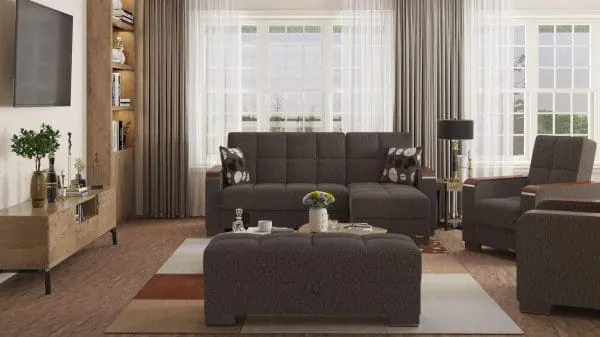 ottomanson Armada Luxe Collection Dark Slate Gray Chaise Lounge