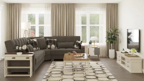 Ottomanson Armada Luxe Collection Dark Slate Gray Sectional