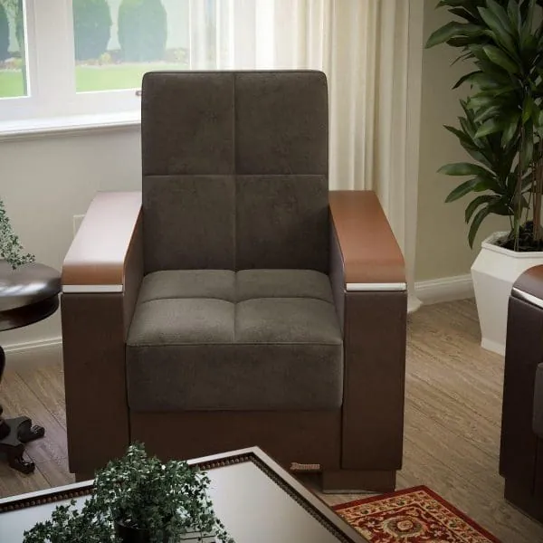 ottomanson Armada Luxe Collection Friar Brown/Dark Brown Armchair