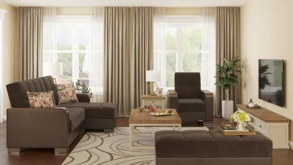 Ottomanson Armada Luxe Collection Friar Brown/Dark Brown Chaise Lounge