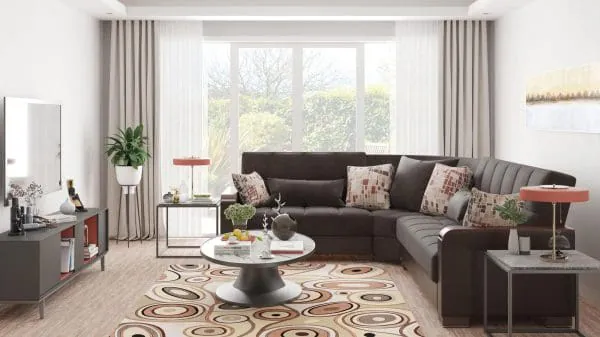 Ottomanson Armada Luxe Collection Friar Brown/Dark Brown Sectional