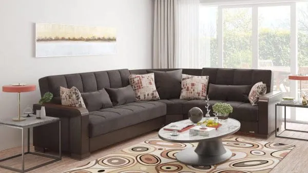 ottomanson Armada Luxe Collection Friar Brown/Dark Brown Sectional