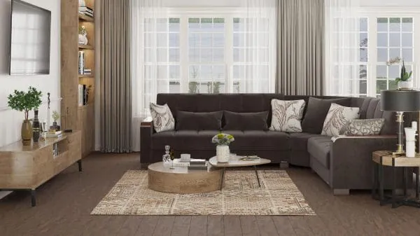 Ottomanson Armada Luxe Collection Friar Brown Sectional