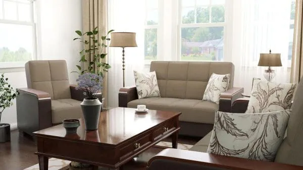 Ottomanson Armada Luxe Collection Light Taupe/Dark Brown Armchair