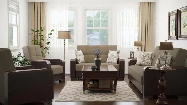 Ottomanson Armada Luxe Collection Light Taupe/Dark Brown Armchair