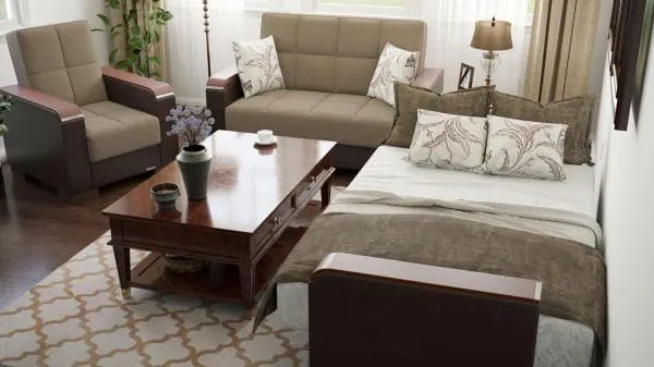 Ottomanson Armada Luxe Collection Light Taupe/Dark Brown Armchair