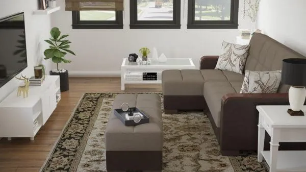 Ottomanson Armada Luxe Collection Light Taupe/Dark Brown Chaise Lounge