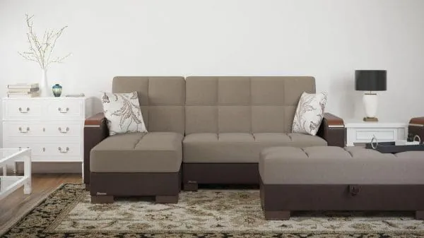 ottomanson Armada Luxe Collection Light Taupe/Dark Brown Chaise Lounge