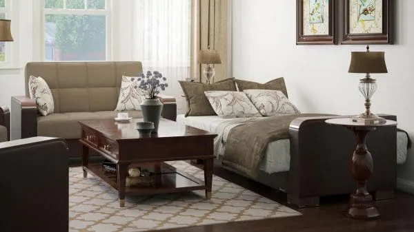 Ottomanson Armada Luxe Collection Light Taupe/Dark Brown Loveseat