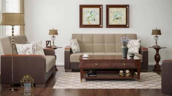 Ottomanson Armada Luxe Collection Light Taupe/Dark Brown Sofabed