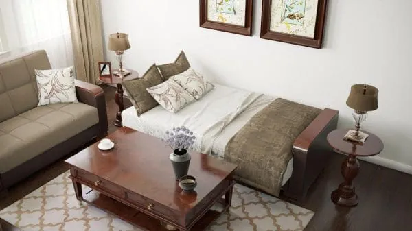 Ottomanson Armada Luxe Collection Light Taupe/Dark Brown Sofabed