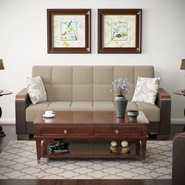 ottomanson Armada Luxe Collection Light Taupe/Dark Brown Sofabed
