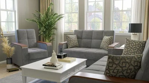 Ottomanson Armada Luxe Collection Pewter Gray Armchair