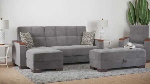 Ottomanson Armada Luxe Collection Pewter Gray Chaise Lounge