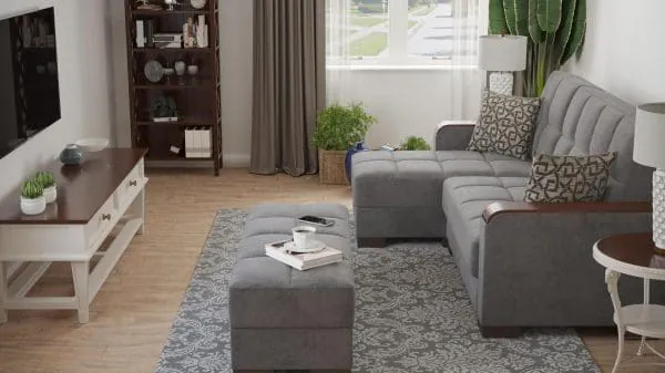 Ottomanson Armada Luxe Collection Pewter Gray Chaise Lounge