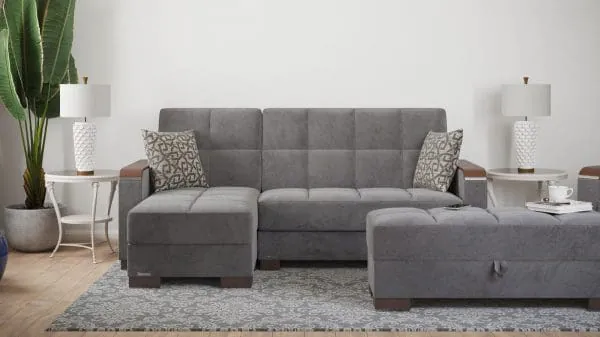 ottomanson Armada Luxe Collection Pewter Gray Chaise Lounge