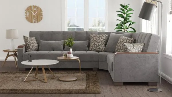 Ottomanson Armada Luxe Collection Pewter Gray Sectional