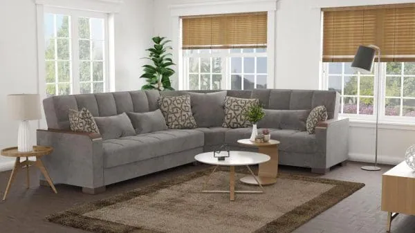 ottomanson Armada Luxe Collection Pewter Gray Sectional