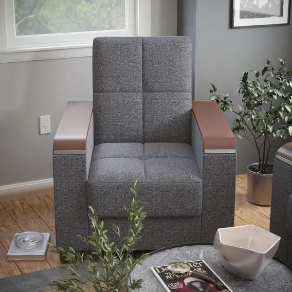 ottomanson Armada Luxe Collection Salt and Pepper Gray Armchair