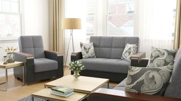 Ottomanson Armada Luxe Collection Salt And Pepper Gray/Black Armchair