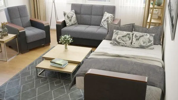 Ottomanson Armada Luxe Collection Salt And Pepper Gray/Black Armchair