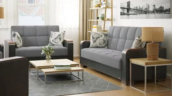 Ottomanson Armada Luxe Collection Salt And Pepper Gray/Black Loveseat