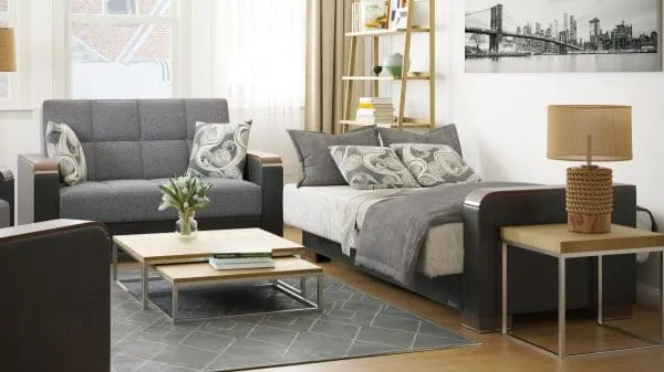 Ottomanson Armada Luxe Collection Salt And Pepper Gray/Black Loveseat