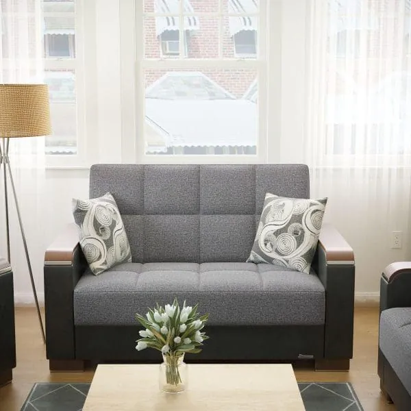 ottomanson Armada Luxe Collection Salt and Pepper Gray/Black Loveseat