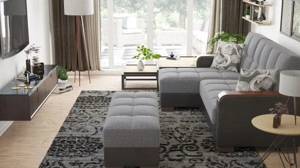 Ottomanson Armada Luxe Collection Salt And Pepper Gray/Black Chaise Lounge