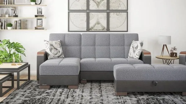 ottomanson Armada Luxe Collection Salt and Pepper Gray/Black Chaise Lounge