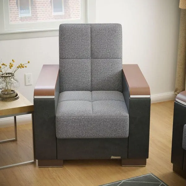 ottomanson Armada Luxe Collection Salt and Pepper Gray/Black Armchair