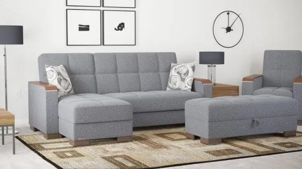 Ottomanson Armada Luxe Collection Salt And Pepper Gray Chaise Lounge