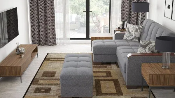 Ottomanson Armada Luxe Collection Salt And Pepper Gray Chaise Lounge