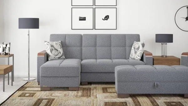 ottomanson Armada Luxe Collection Salt and Pepper Gray Chaise Lounge