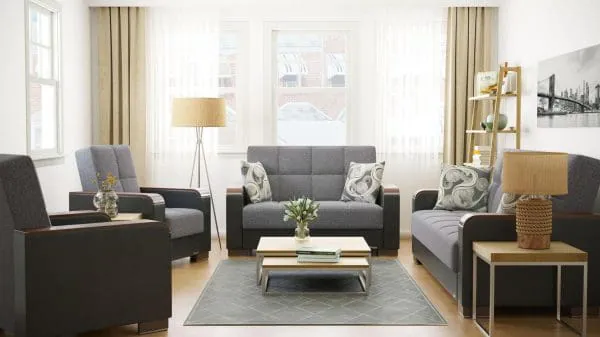 Ottomanson Armada Luxe Collection Salt And Pepper Gray/Dark Brown Sofabed