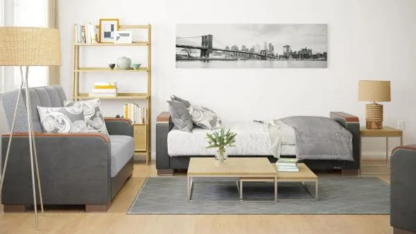 Ottomanson Armada Luxe Collection Salt And Pepper Gray/Dark Brown Sofabed