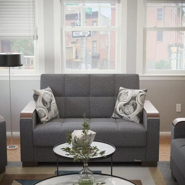 ottomanson Armada Luxe Collection Salt and Pepper Gray Loveseat