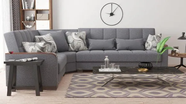 Ottomanson Armada Luxe Collection Salt And Pepper Gray Sectional